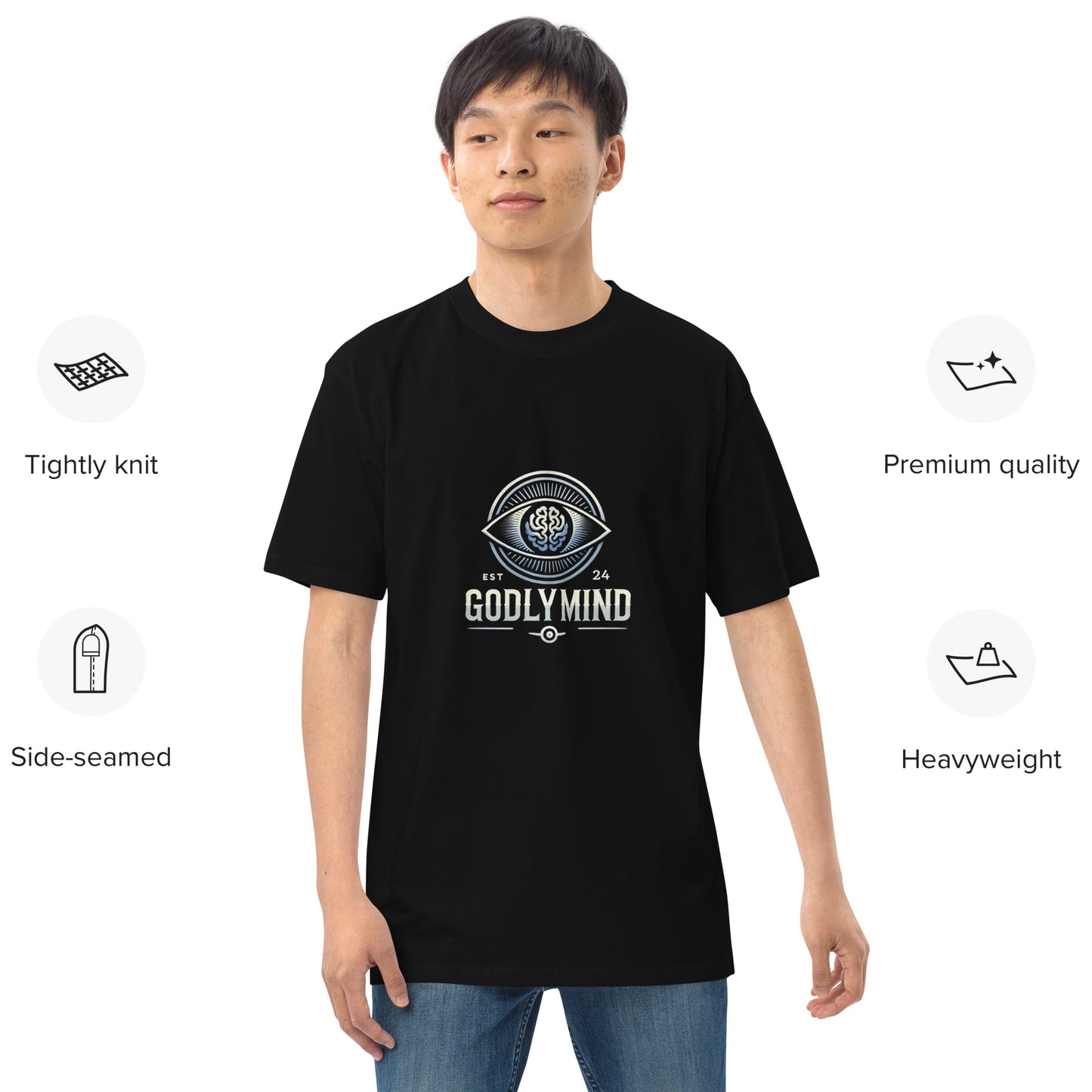 Godly Mind Men’s Premium Heavyweight Tee - Chest Logo