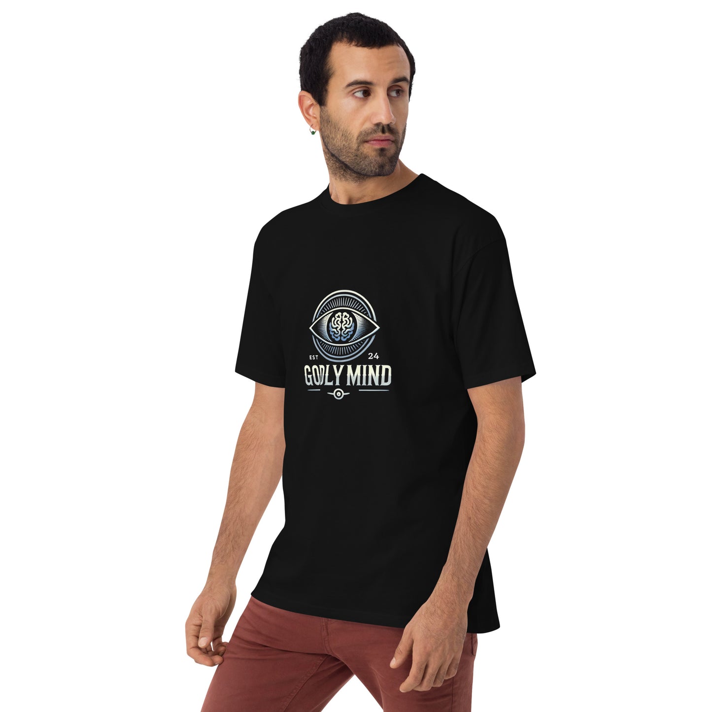 Godly Mind Men’s Premium Heavyweight Tee - Chest Logo