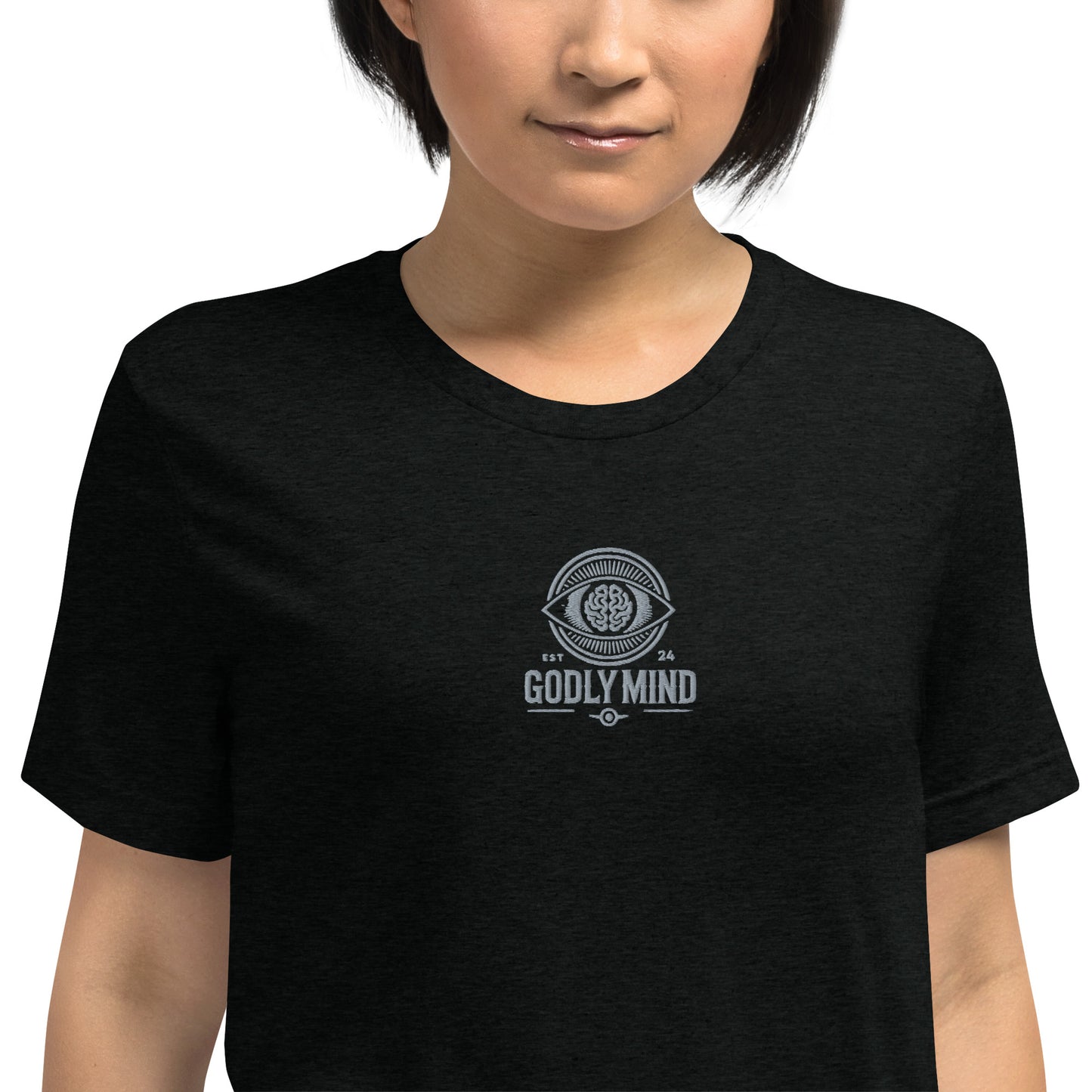 Godly Mind Embroidery Short Sleeve T-shirt - Fear Over Faith