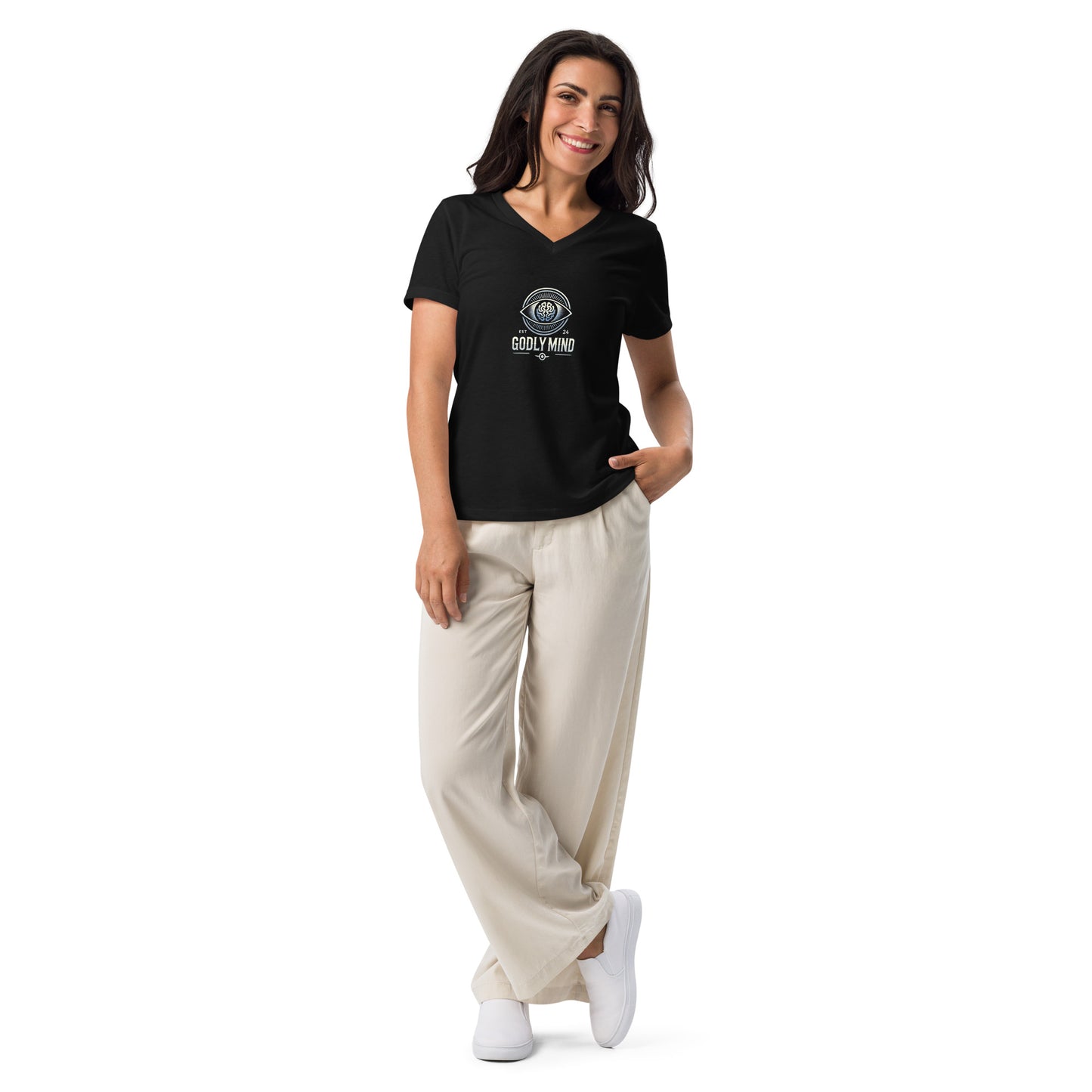 Godly Mind Women’s Relaxed V-neck T-shirt - Face Your Fears