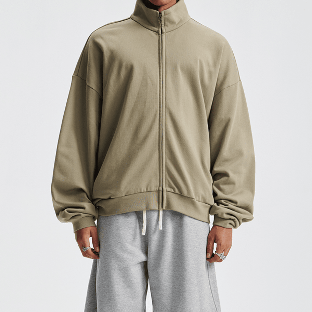 Unisex Brushed Stand-collar Zip-up Track Jacket