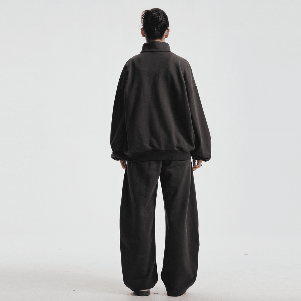 Unisex Brushed Stand-collar Zip-up Track Jacket