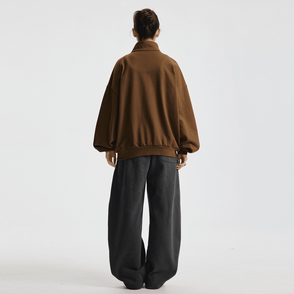 Unisex Brushed Stand-collar Zip-up Track Jacket