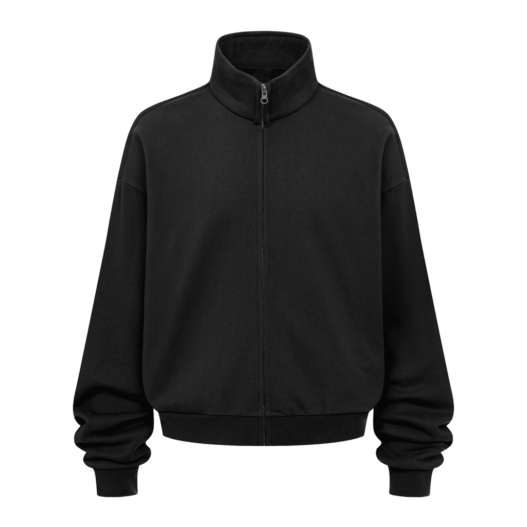 Unisex Brushed Stand-collar Zip-up Track Jacket
