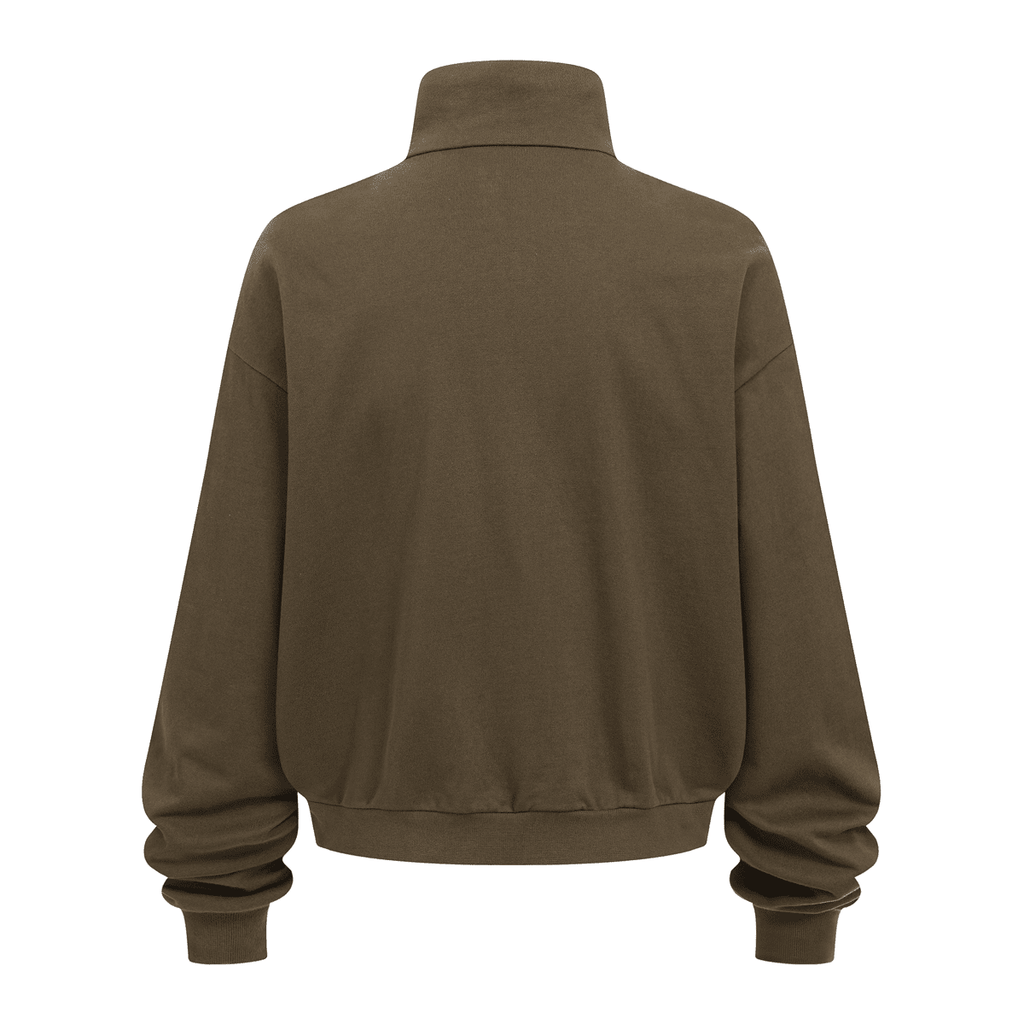 Unisex Brushed Stand-collar Zip-up Track Jacket