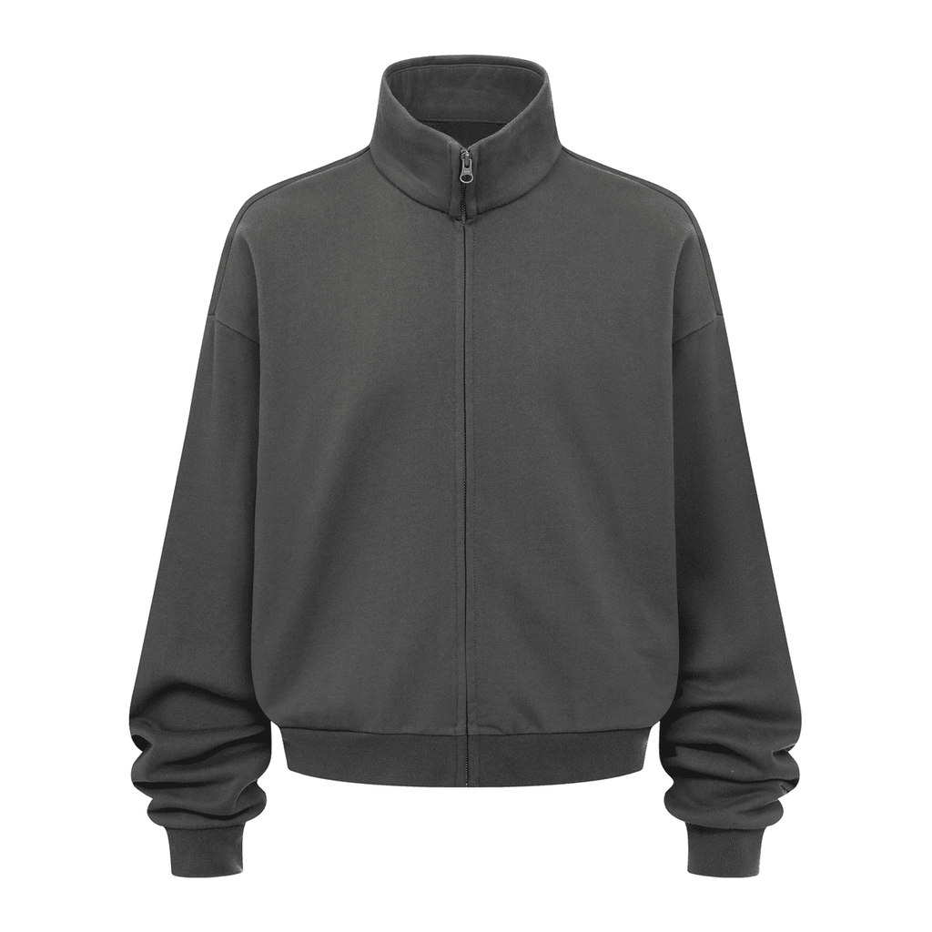 Unisex Brushed Stand-collar Zip-up Track Jacket
