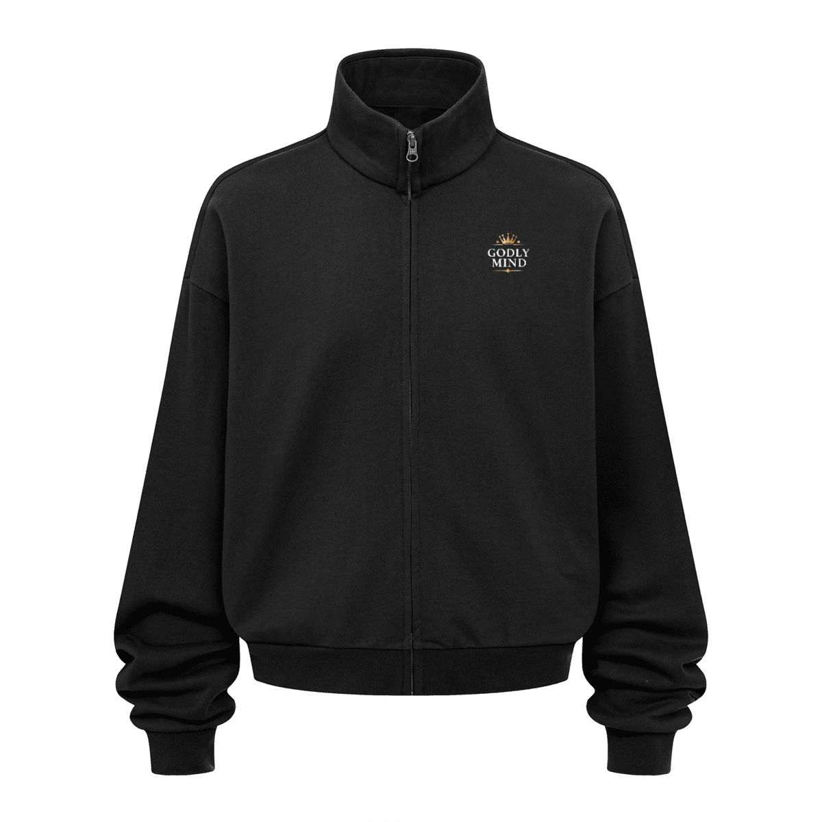 Unisex Brushed Stand-collar Zip-up Track Jacket