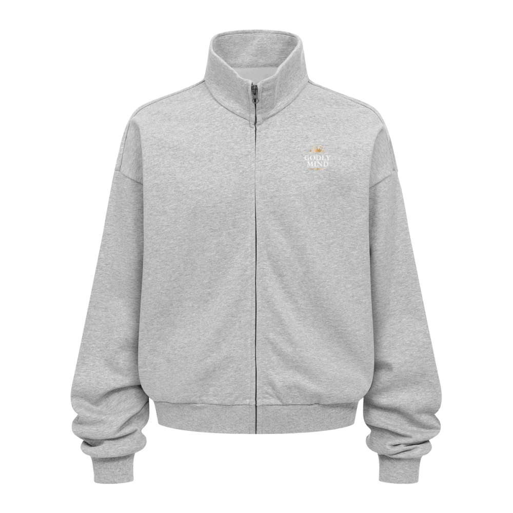 Unisex Brushed Stand-collar Zip-up Track Jacket