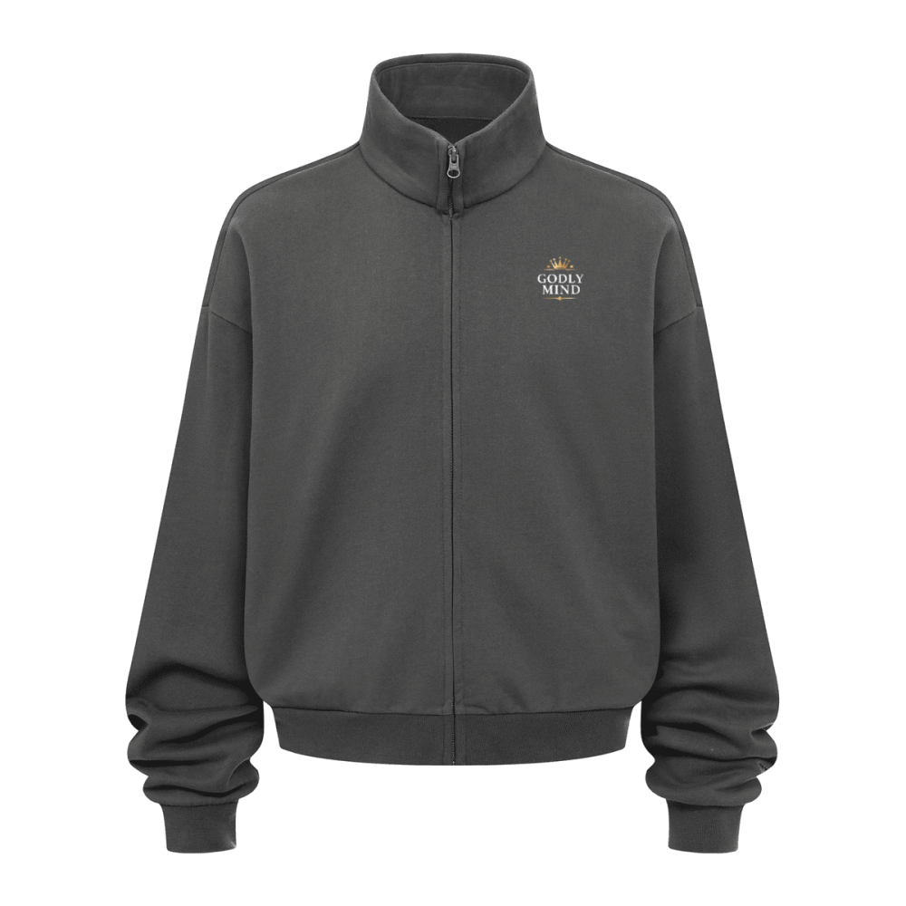 Unisex Brushed Stand-collar Zip-up Track Jacket