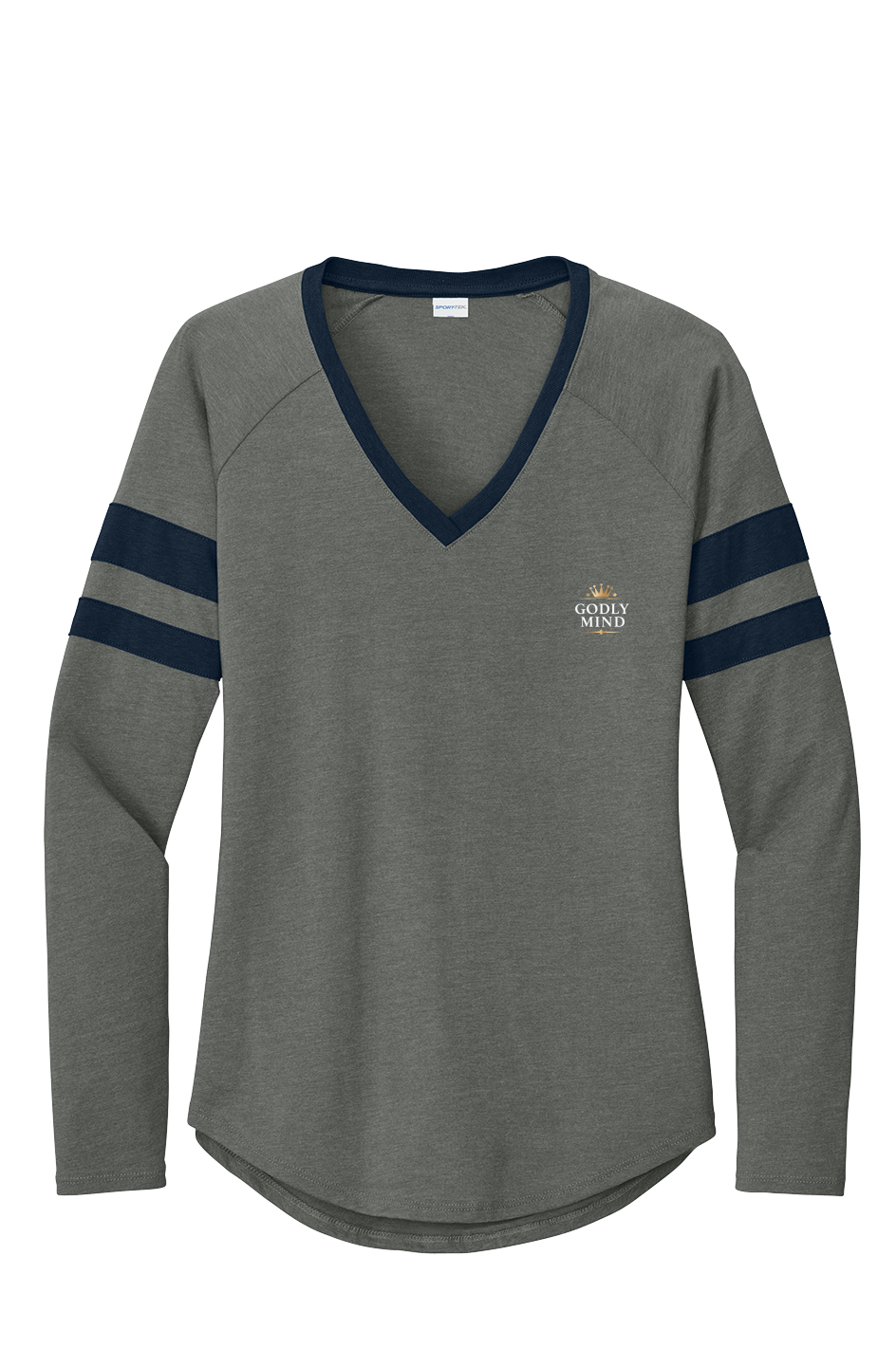Godly Mind Women's Halftime Stripe V-Neck Tee