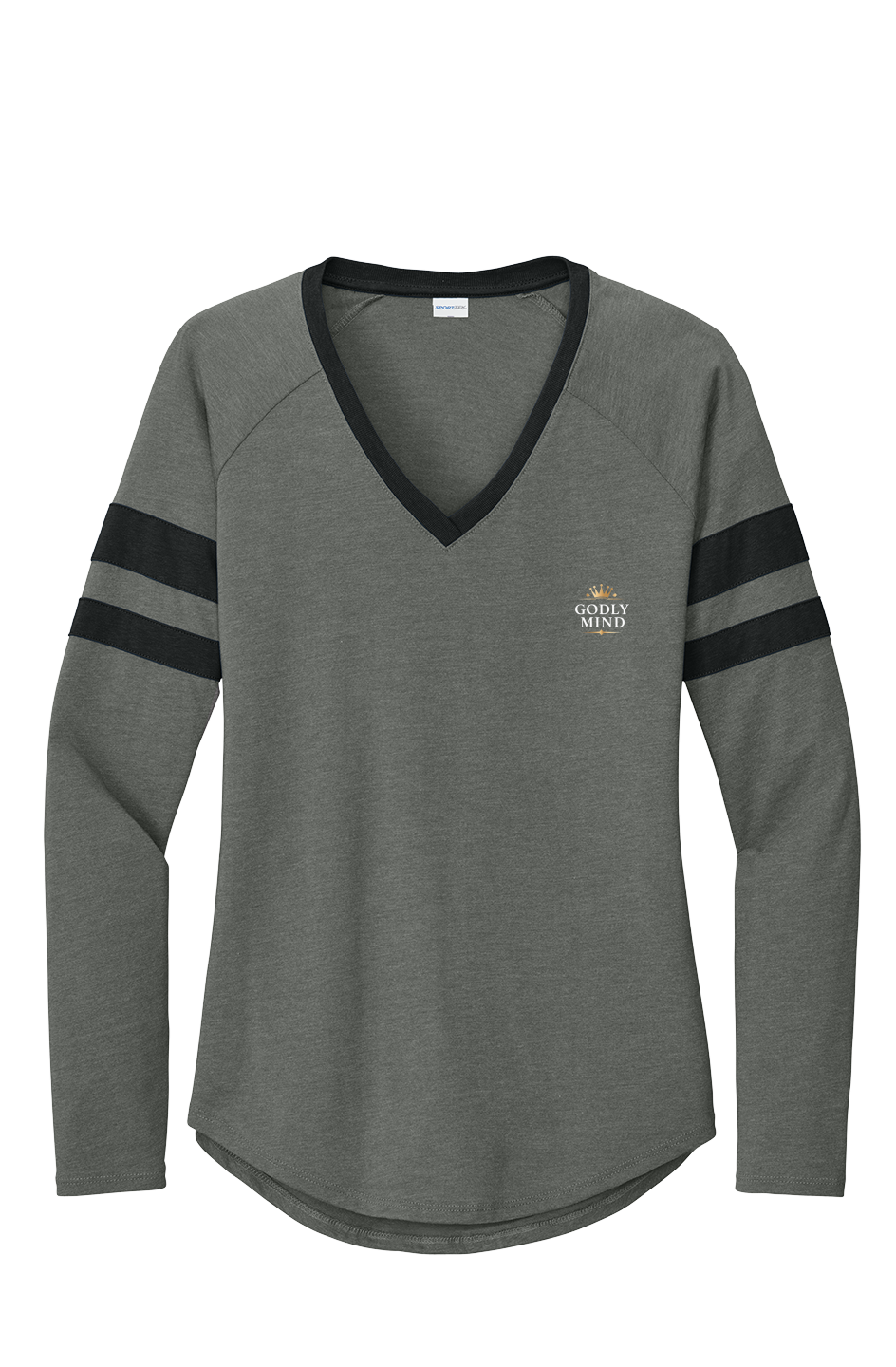 Godly Mind Women's Halftime Stripe V-Neck Tee