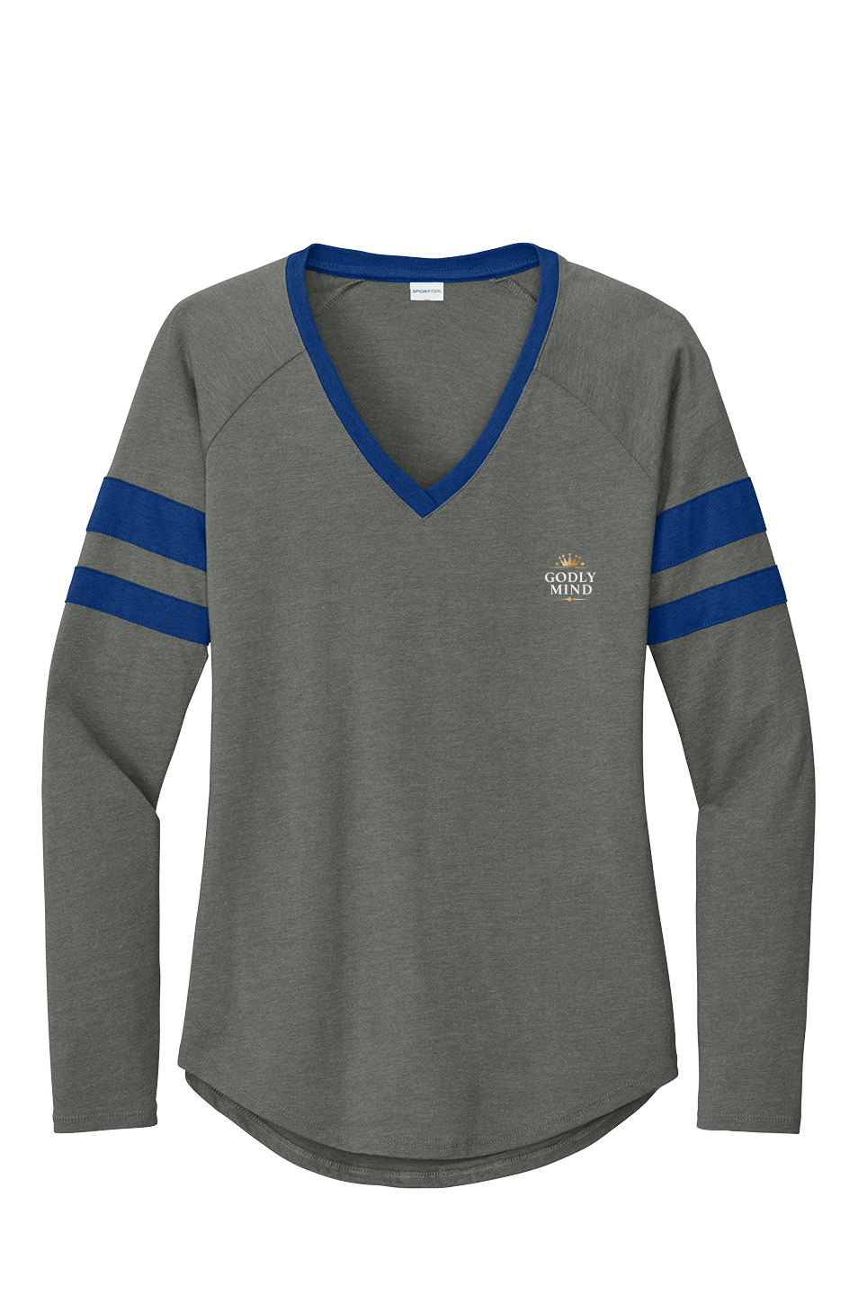Godly Mind Women's Halftime Stripe V-Neck Tee