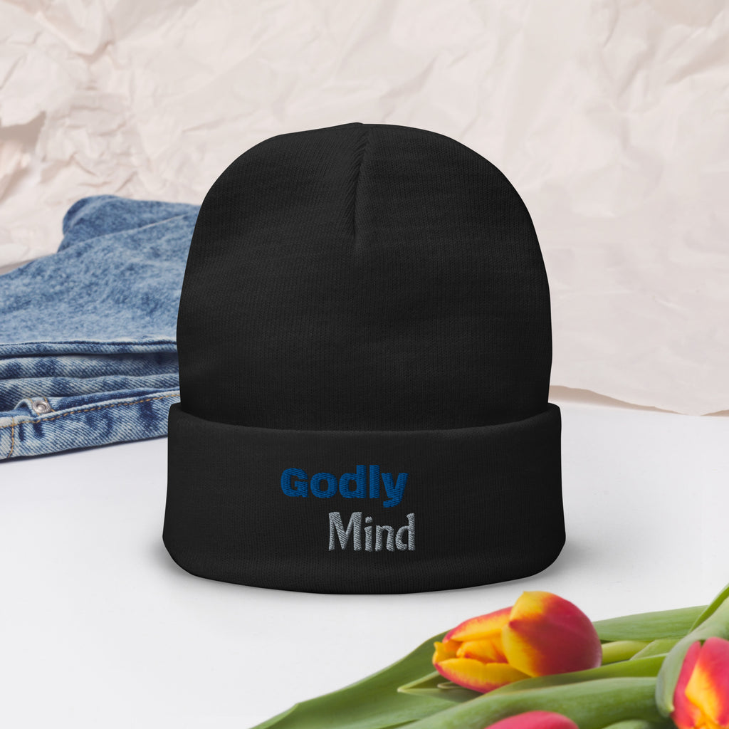 Godly Mind Text Embroidered Beanie