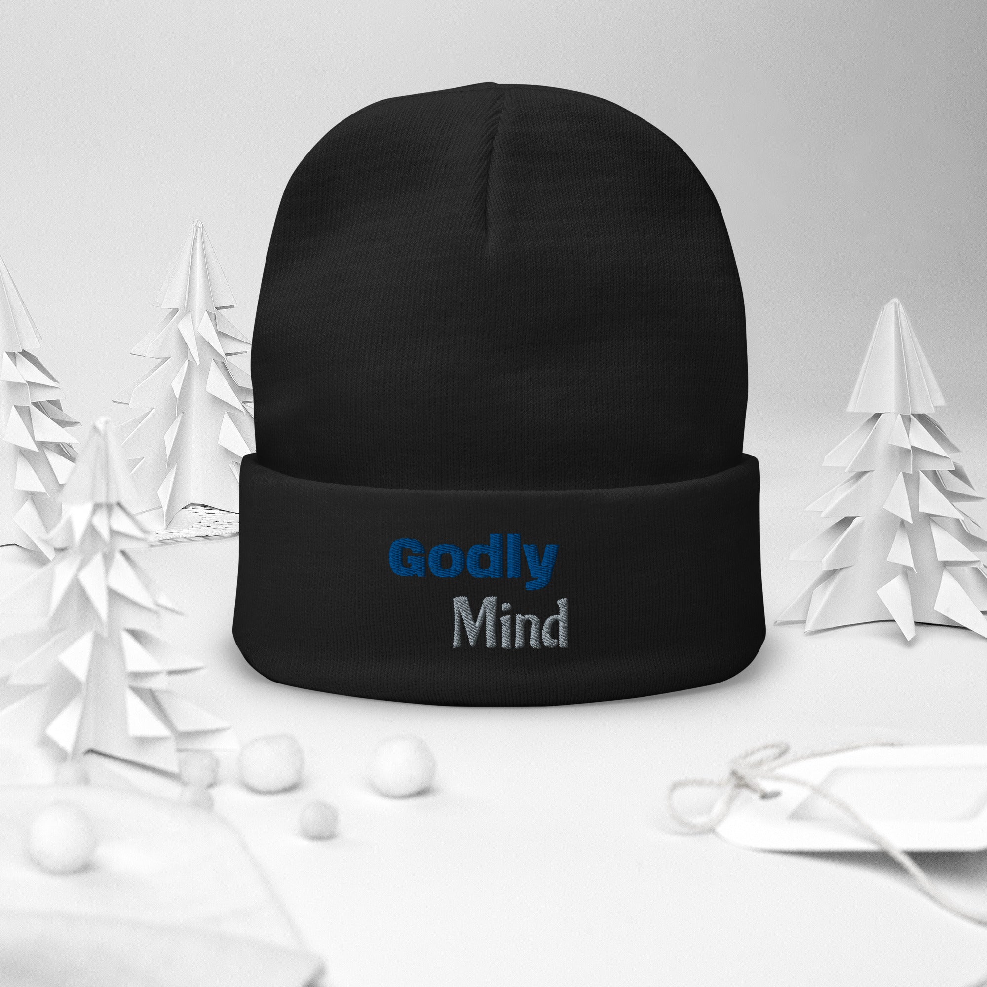 Godly Mind Text Embroidered Beanie