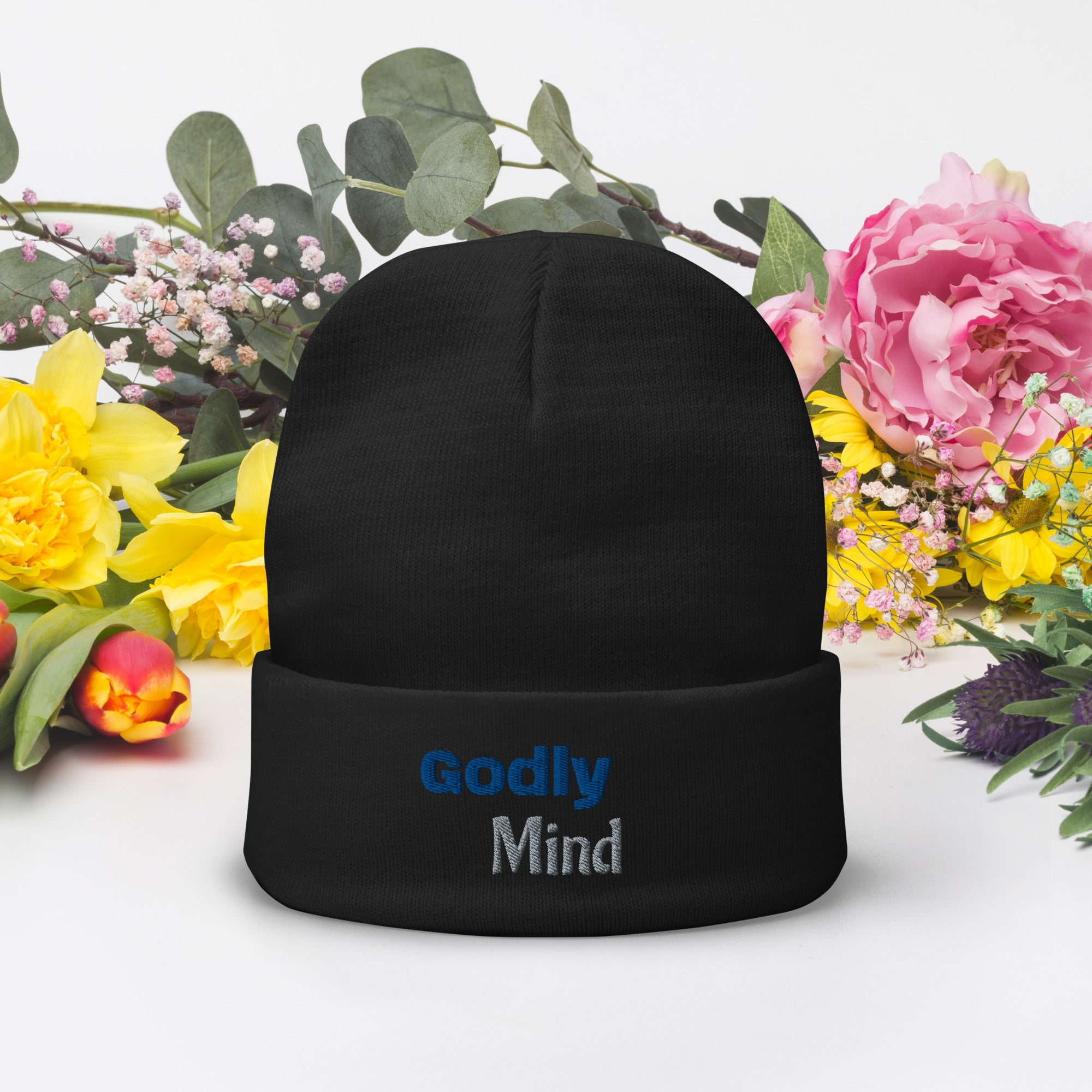 Godly Mind Text Embroidered Beanie