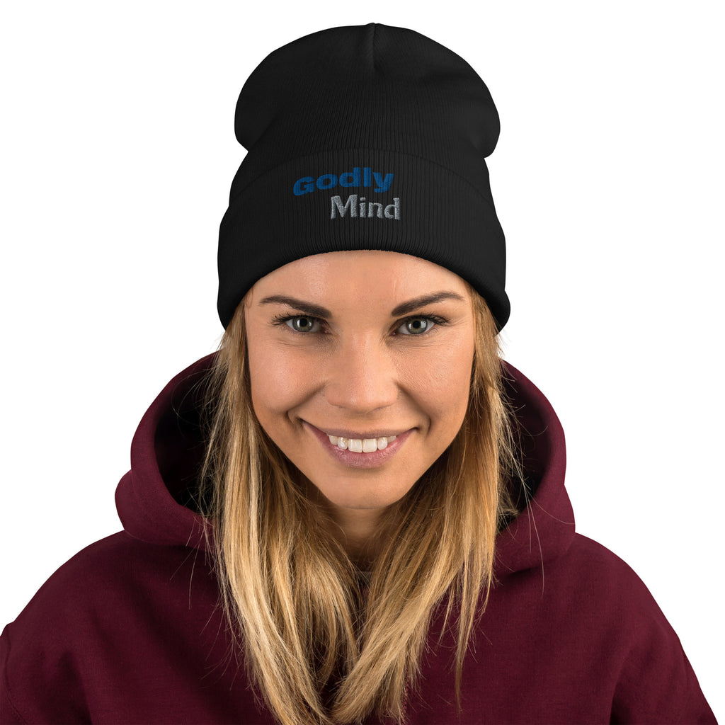 Godly Mind Text Embroidered Beanie