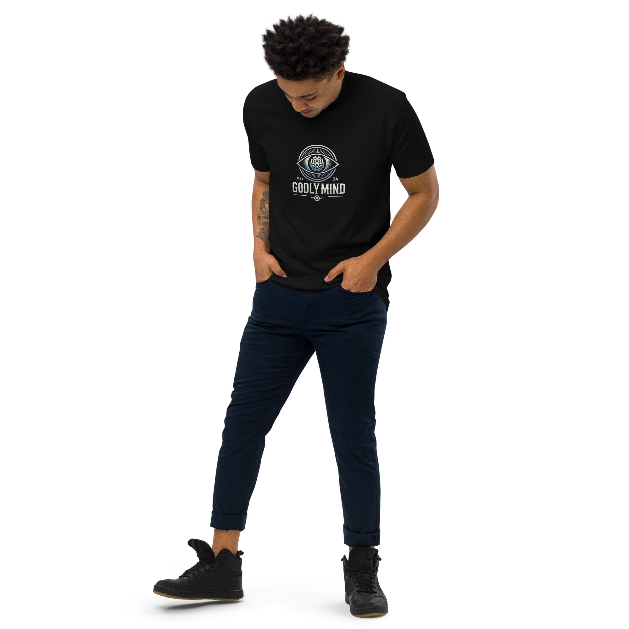 Godly Mind Men’s Premium Heavyweight Tee - Chest Logo