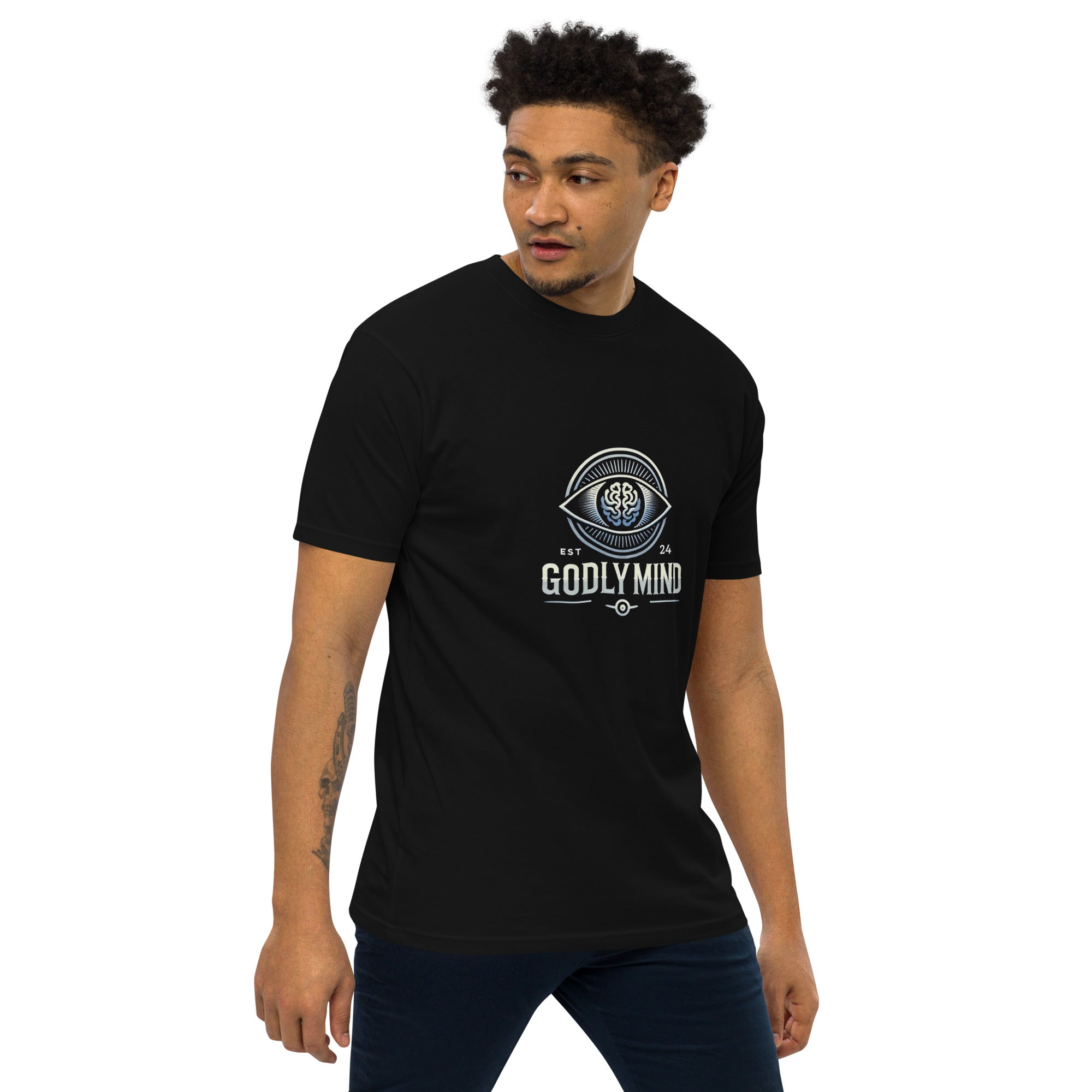 Godly Mind Men’s Premium Heavyweight Tee - Chest Logo