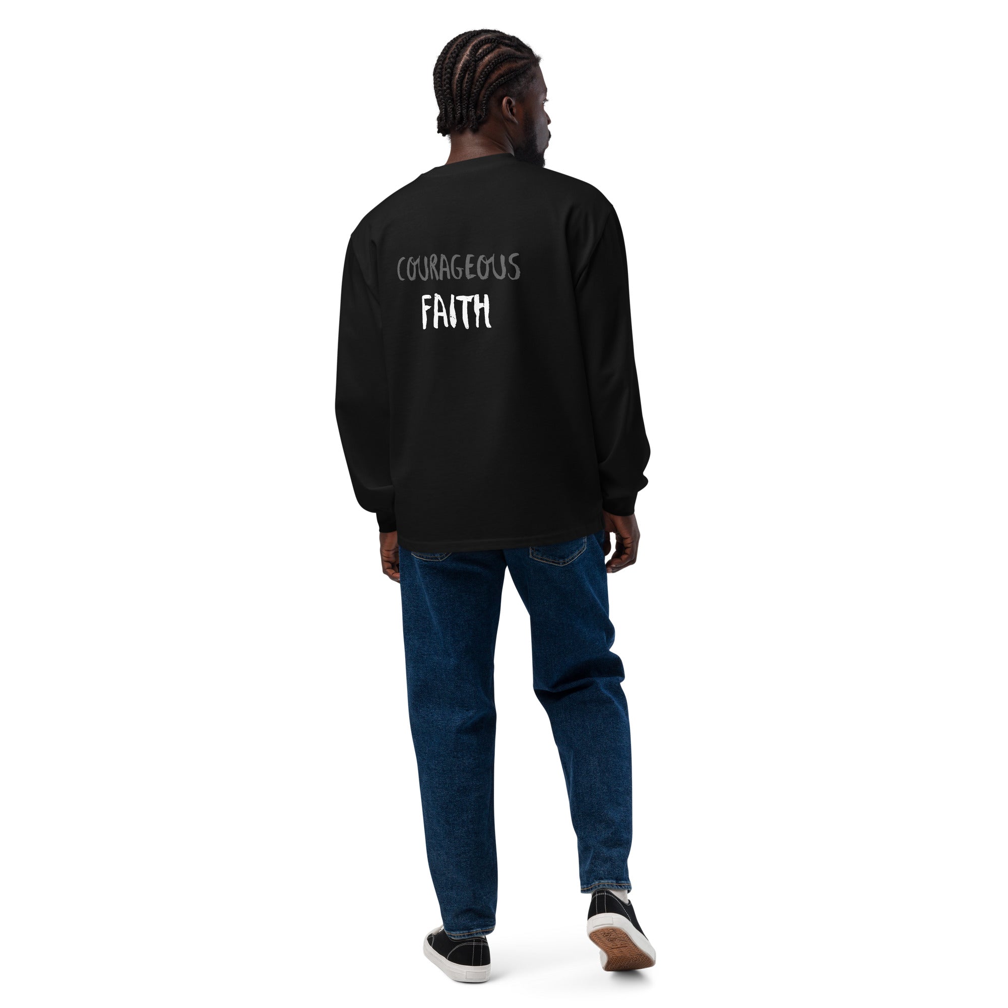 Godly Mind Premium Heavyweight Long Sleeve Shirt - Courageous Faith