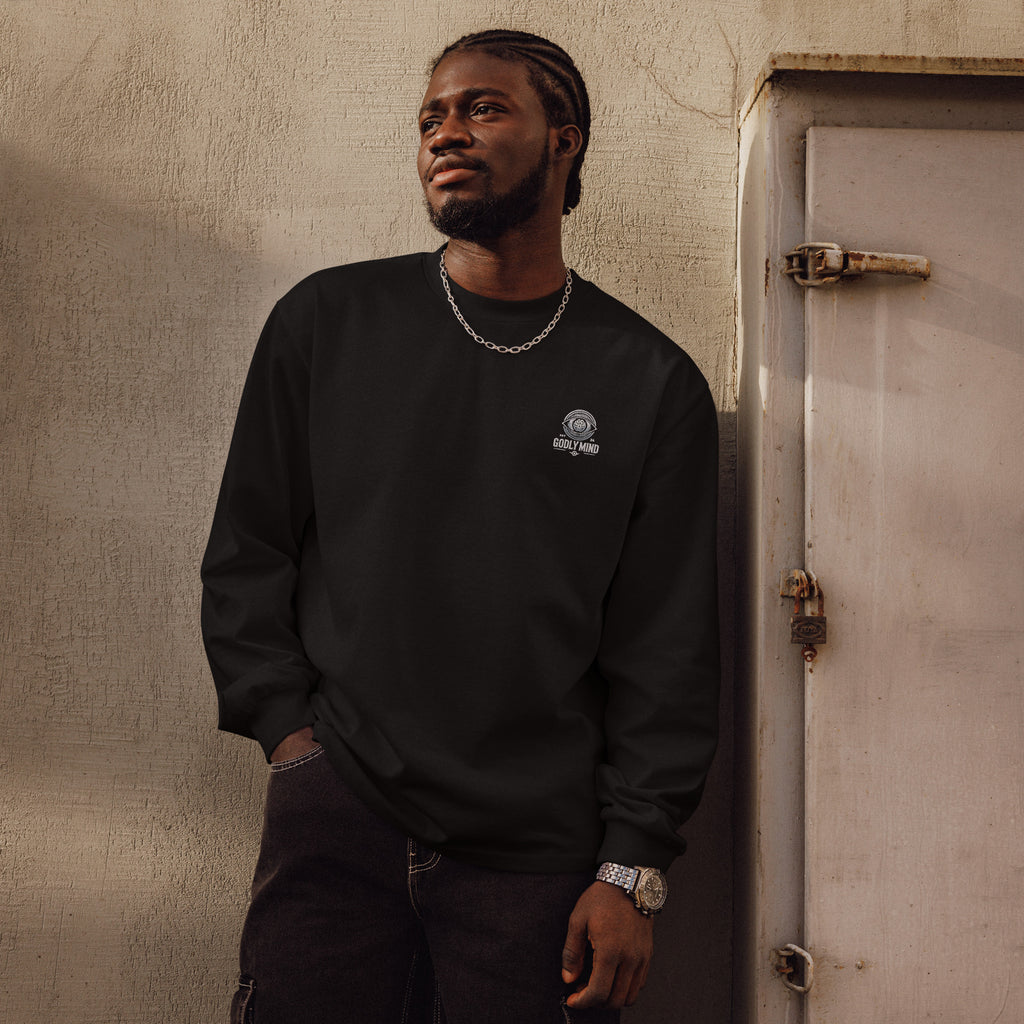 Godly Mind Premium Heavyweight Long Sleeve Shirt - Courageous Faith