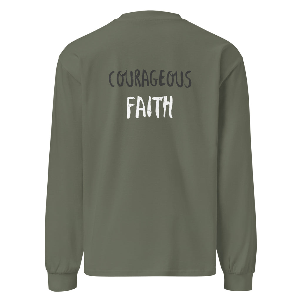 Godly Mind Premium Heavyweight Long Sleeve Shirt - Courageous Faith