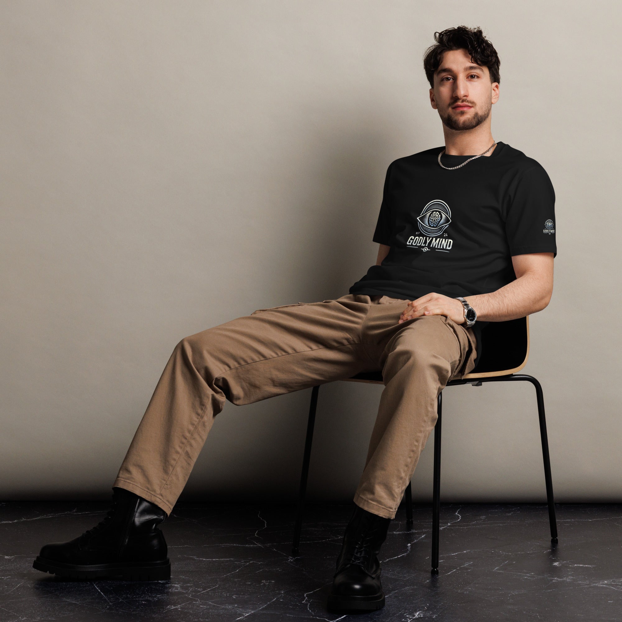 Godly Mind Unisex Premium T-shirt - Sleeves Logo