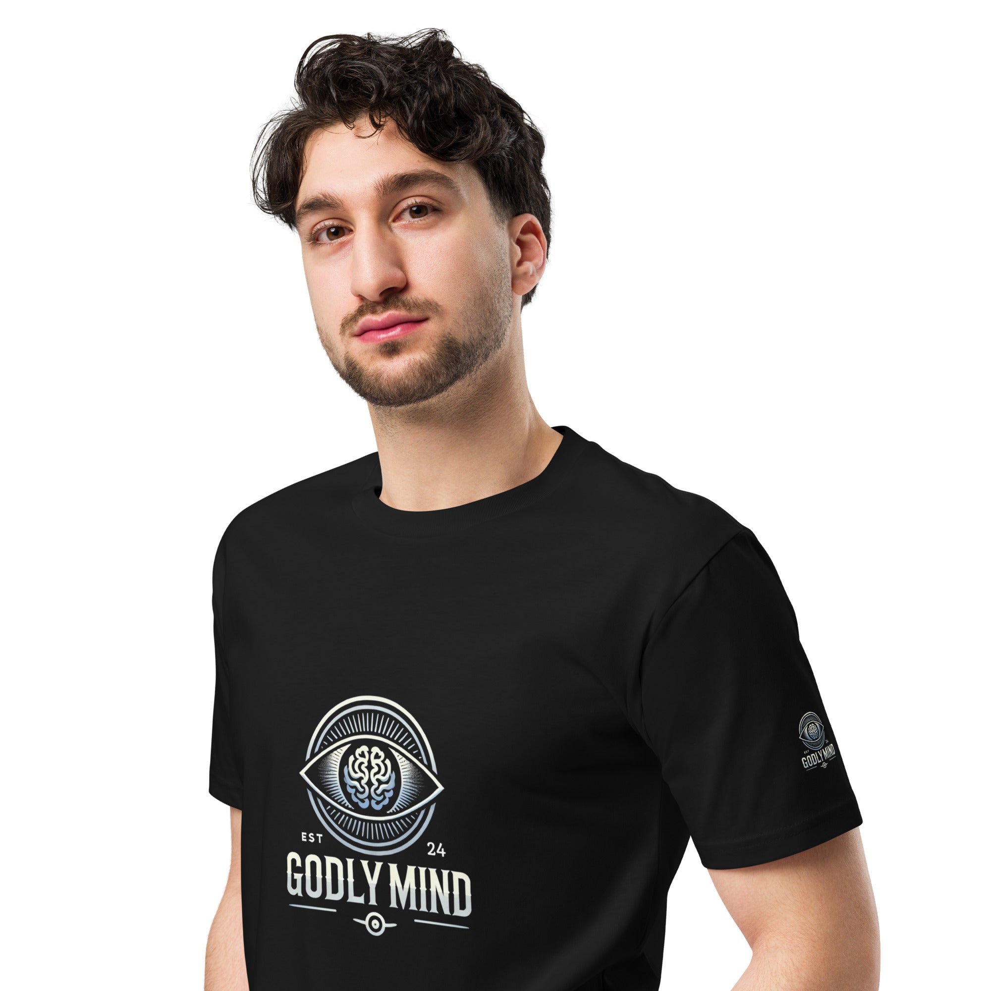 Godly Mind Unisex Premium T-shirt - Sleeves Logo