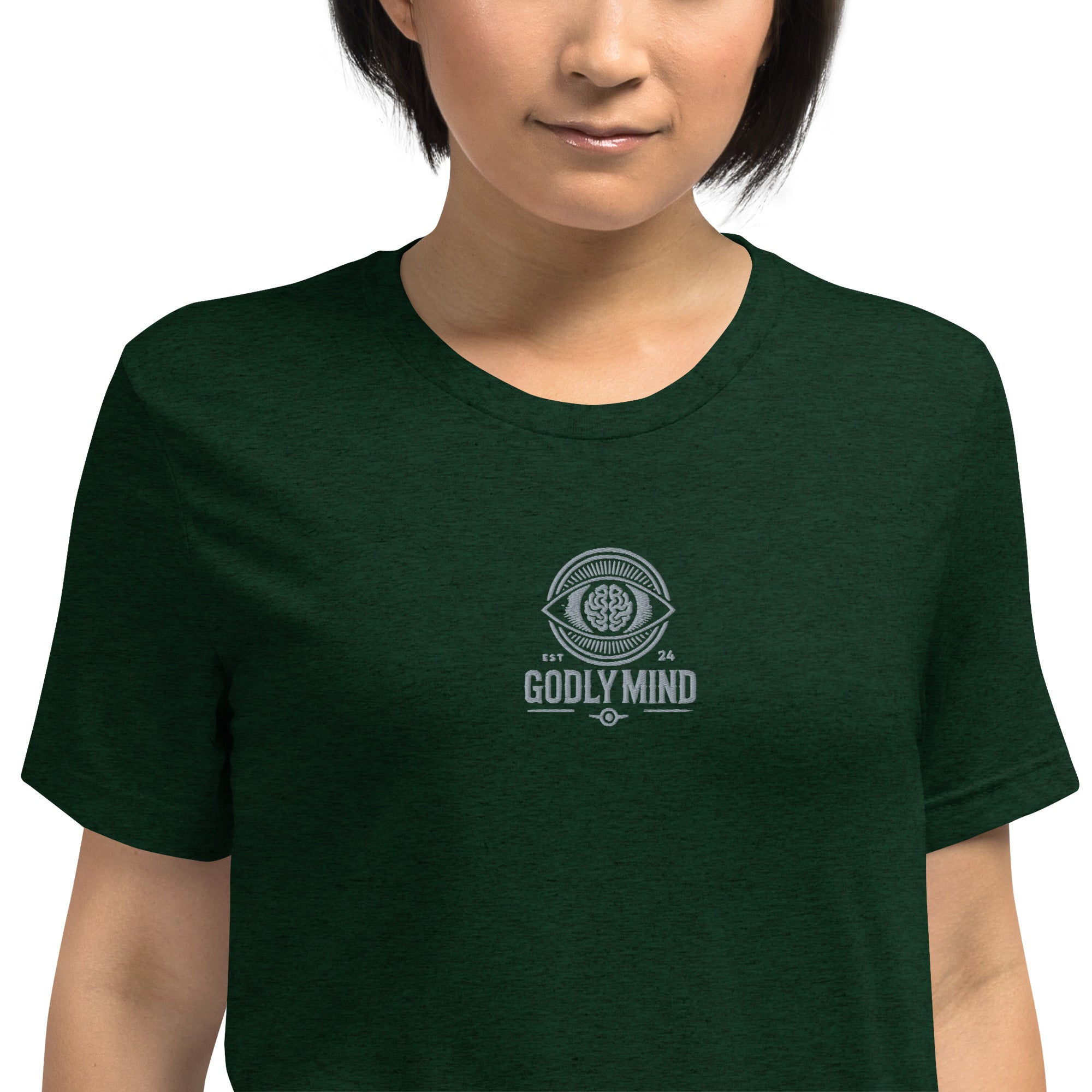 Godly Mind Embroidery Short Sleeve T-shirt - Fear Over Faith