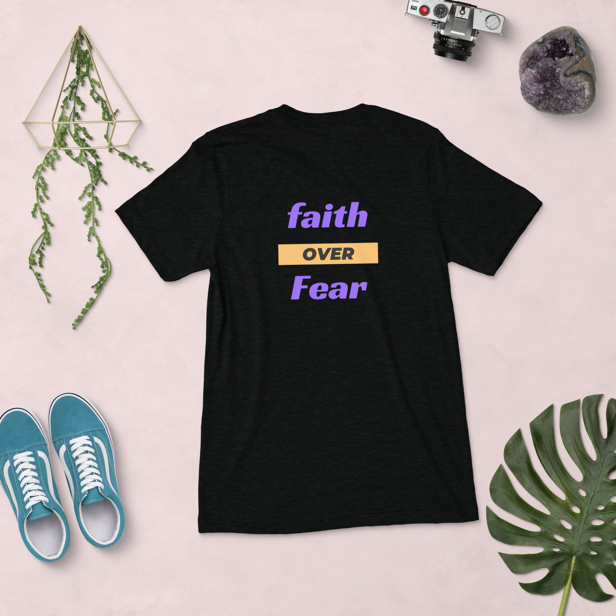Godly Mind Embroidery Short Sleeve T-shirt - Fear Over Faith