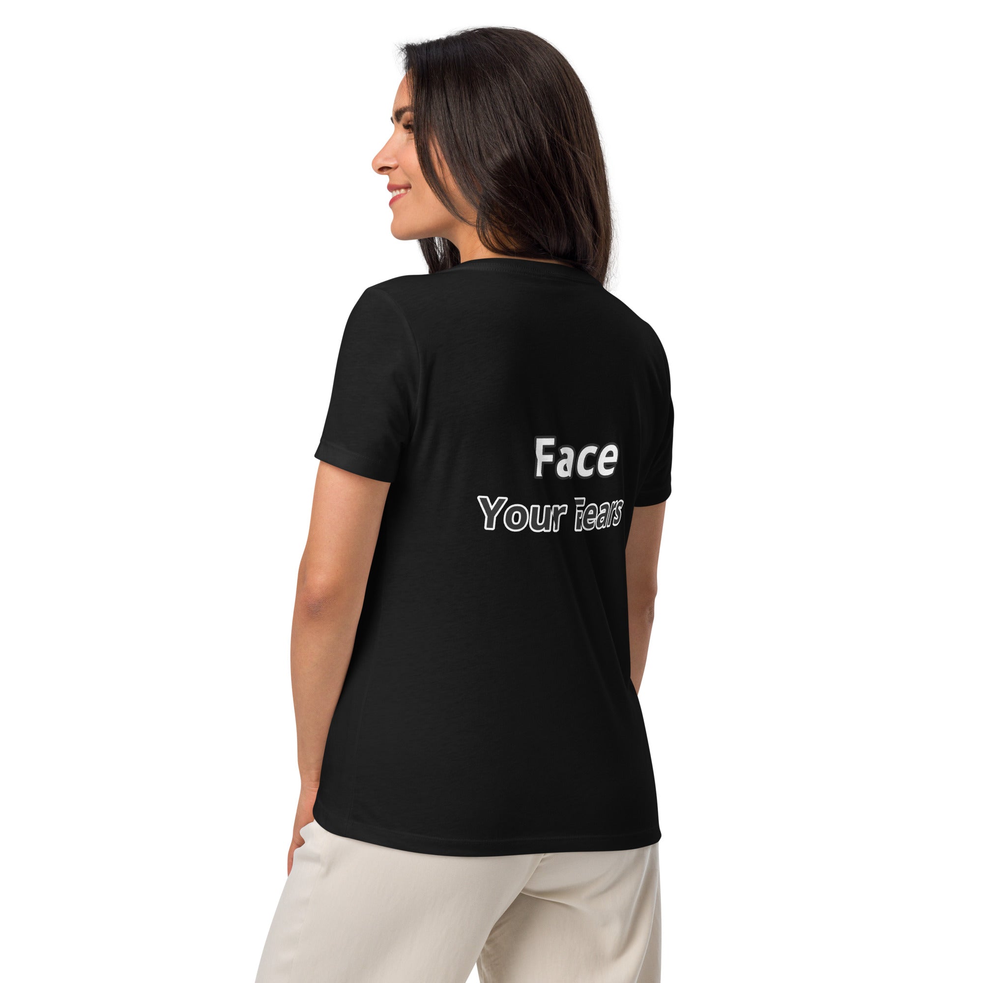 Godly Mind Women’s Relaxed V-neck T-shirt - Face Your Fears