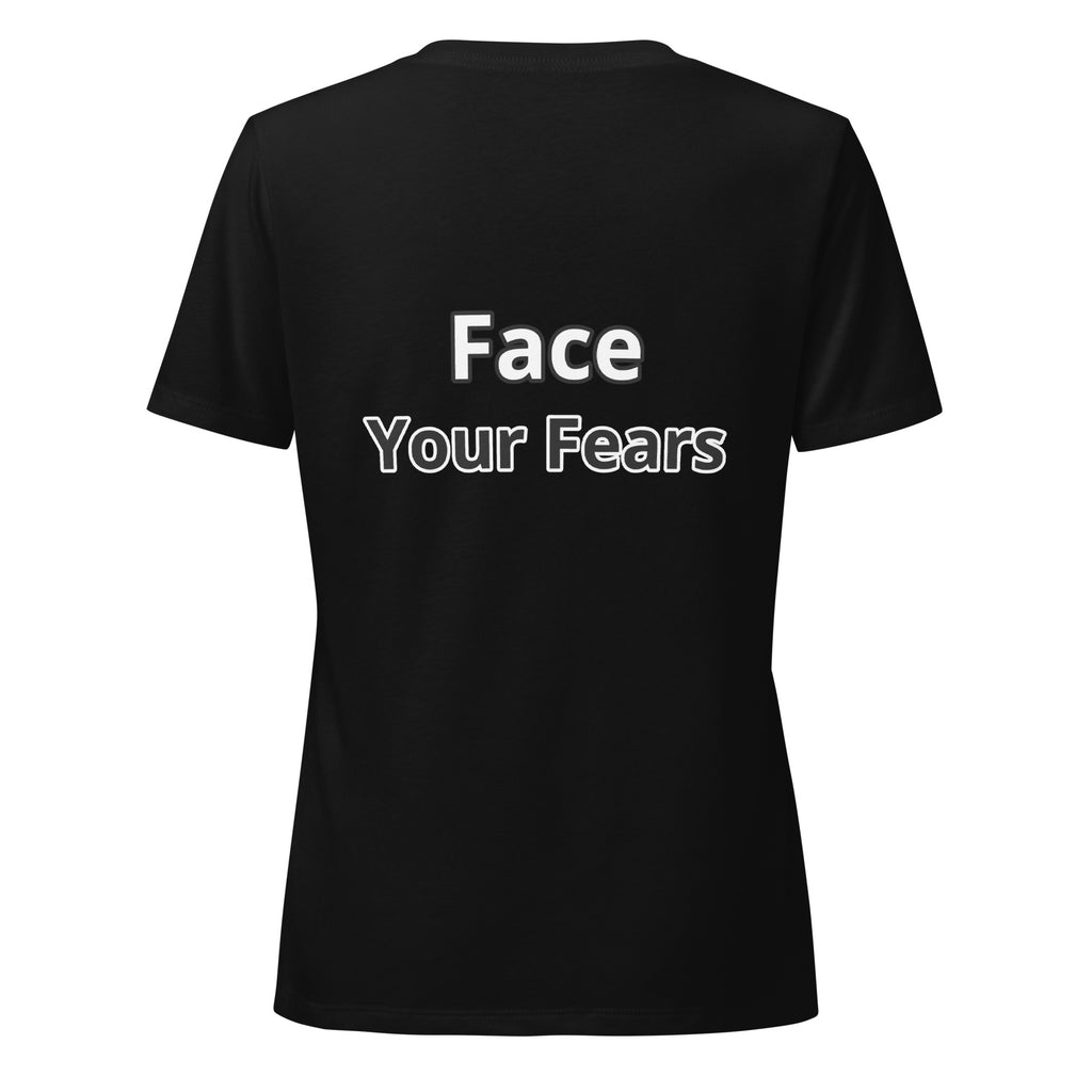 Godly Mind Women’s Relaxed V-neck T-shirt - Face Your Fears