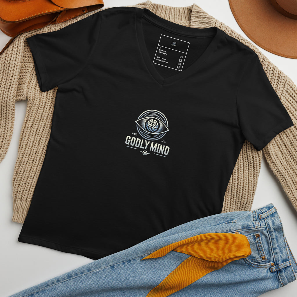 Godly Mind Women’s Relaxed V-neck T-shirt - Face Your Fears